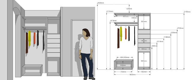 vues et plans coupe placard sur mesure annecy